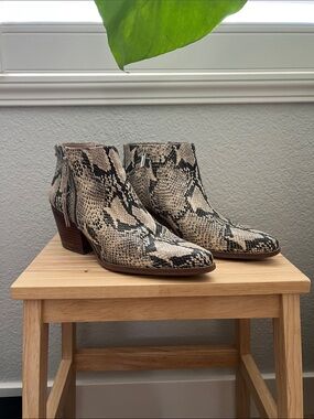 Sam Edelman Snake Print Leather Ankle Boots